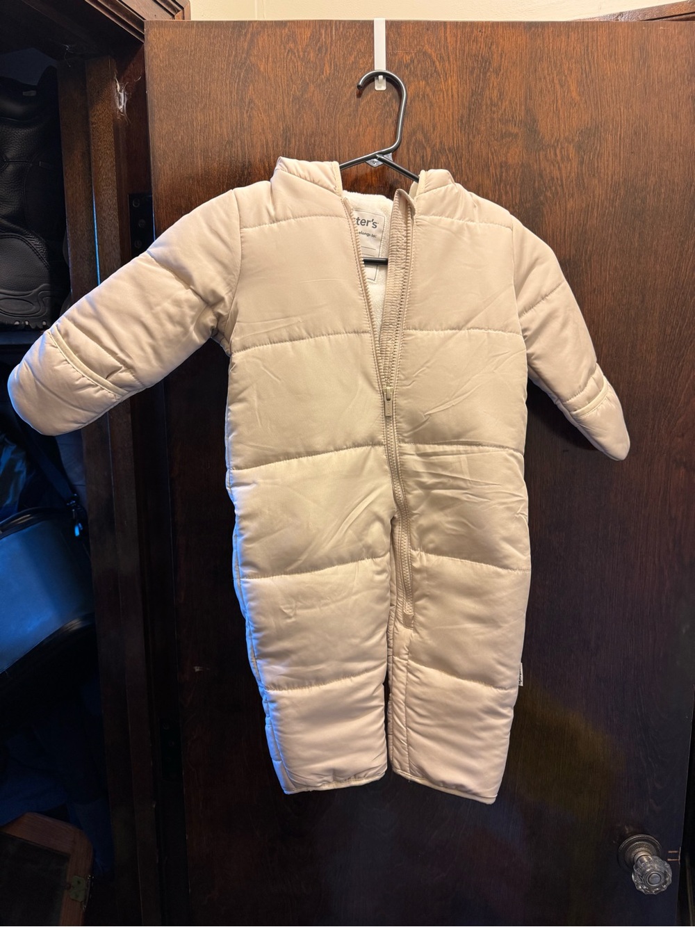 Carter's Cream Quilted Infant Snowsuit